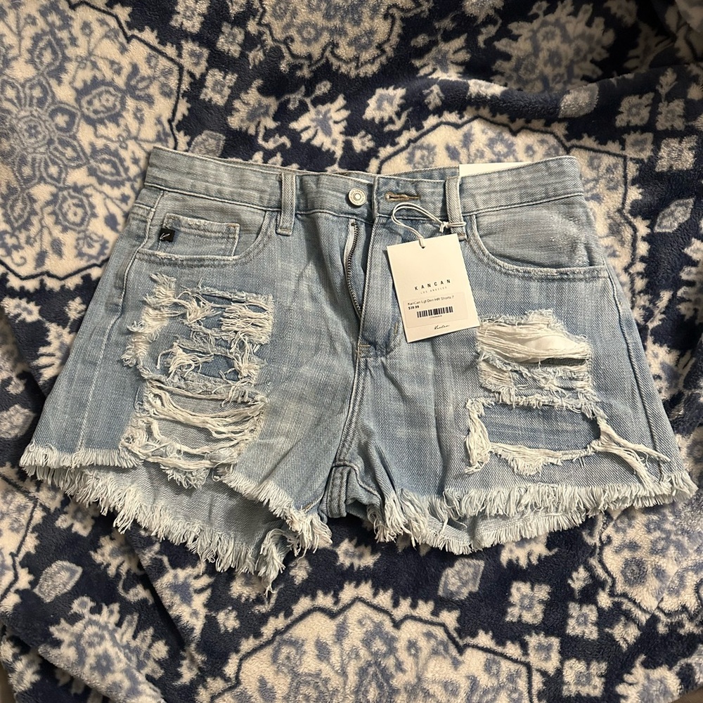KanCan Blue Distressed Jean Shorts
